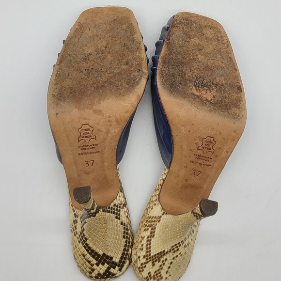 Pedro Morales Snake Print Leather Heel Slip-on Sandals - Picture 7 of 13